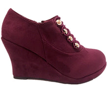 Top Moda Vance-50 Women's Fashion Platform Button Low Heel Wedges Booties Shoes