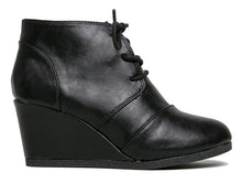 City Classified Women's Lace Up Wedge High Heel Bootie Boots REX-S