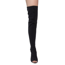 Cape Robbin CONNIE-1 Womens Lycra Over the Knee Thigh High Peep Toe Boots