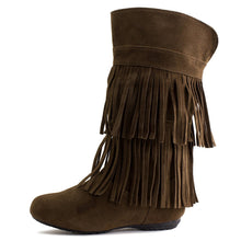 Kali Women's 2 Layer Fringe Faux Suede Boots (Adults)