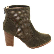Chase & Chloe EC48 Women's Laser Cut Out Back Zipper Mid Stacked Ankle Booties