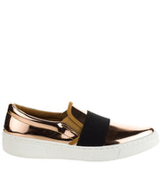 Qupid Women's Fashion Metallic Shiny Slip On Flatform Platform Low Top Sneaker