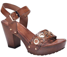 Nature Breeze Women's Grommet Cutout Scalloped Chunky Stacked Heeled Sandal