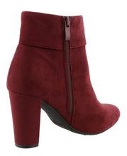 Top Moda Women's Cuffed Button Closed Toe Chunky Stacked Block Heel Ankle Bootie