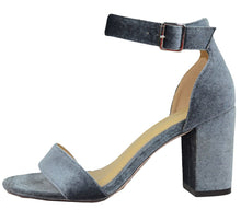 Chase & Chloe Women's Velvet Stacked Chunky Heel Strappy Platform Sandal