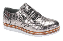 Nature Breeze Women's Wingtip Loafer Croc Embossed Flatform Oxford Shoe