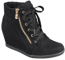 Cambridge Select Women's Zipper Lace Up Wedge Heel Fashion Sneaker