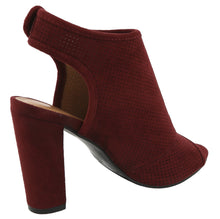 Top Moda Women's Perforated Cutout Laser Chunky Stacked Heel Ankle Bootie