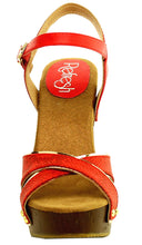 Refresh Footwear Women's Snake Print Metallic Crisscross Platform Sandal
