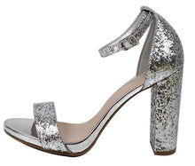 Delicious Women's Glitter Open Toe Ankle Strap Block Heel Sandal