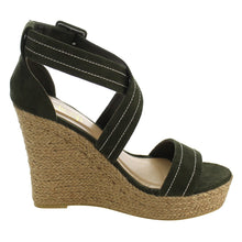 Refresh IE53 Women Stitched Criss Cross Strap Espadrille Platform Wedge Sandals