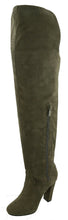 Top Moda Keen-1 women's almond toe chunky heel tie up side zip suede knee high boots