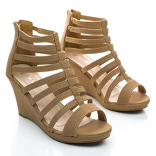 Top Moda Women's Gladiator Inspired Bird Cage Wedge