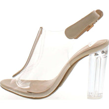 Top Moda Women's Fenton-1 Lucite Clear Strappy Block Chunky High Heel Open Peep Toe Sandal