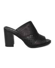 Women Leatherette Chunky Heel Mule - Casual, Dressy, Versatile - Perforated Sandal - GF53 By Nature Breeze