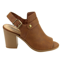 Soda Women's Slingback Stacked Chunky Heel Peep Toe Bootie