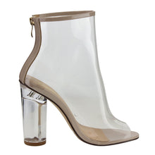 X2B FG97 Women's Ankle High Peep Toe Lucite Heel Bootie Sandals