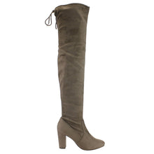 Delicious Women's Faux Suede Back Tie Over the Knee Chunky High Heel Dress Boot