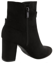 Top Moda Women's Western Strappy Buckle Chunky Stacked Block Heel Ankle Bootie