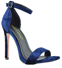 Chase & Chloe Women's Crushed Velvet Strappy Heeled Sandal