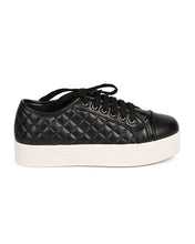 Breckelles DI87 Women Leatherette Quilted Cap Toe Flatform Sneaker