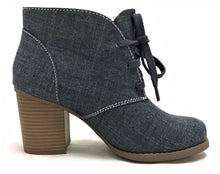 Delicious by Soda Women's Ripley Sueded Lace Up Chunky Stacked Heel Ankle Bootie
