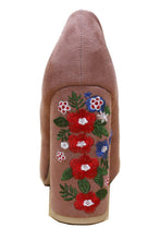DBDK Women's Floral Embroidered Block Heel Pointed Toe Pump