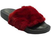 Wild Diva Women's Faux Fur Flip Flop Slide Flat Sandal