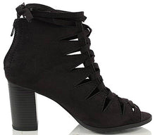 Delicious Women's Hewitt Faux Suede Lace Up Thick Crisscross Lace Stacked Heel Ankle Bootie