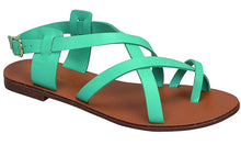 Breckelles Women's Strappy Gladiator Ankle Wrap Flat Sandal