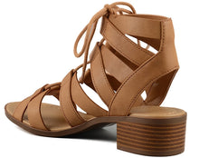 City Classified Mousse Strappy Lace Up Low Heel Sandal