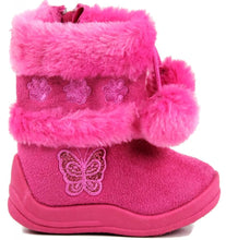 Kali Footwear Little Girl's Zello Glitter Pom Pom Boots