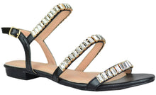 Chase & Chloe Women's Strappy Rhinestone Slingback Flat Sandal