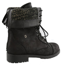 Top Moda Women's Lace-Up Cuff Fold-Over Snap Moto Combat Mid-Calf Boot