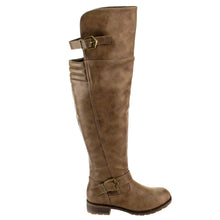 NATURE BREEZE FE58 Women's Buckle Strap Ribbed Over The Knee Riding Boots
