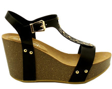 Refresh Footwear Women's Cutout T-Strap Wedge Heel Sandal