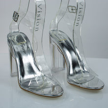 Womens Lucite Clear Cinderella Block Heel Transparent Sandal Slides-Sandals