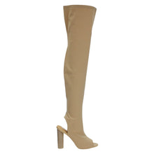 Cape Robbin CONNIE-1 Womens Lycra Over the Knee Thigh High Peep Toe Boots