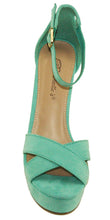 Breckelle's Women's Bella-43 Faux Suede Adjustable Ankle Strap Platform Block High Heels
