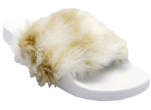 Wild Diva Women's Faux Fur Flip Flop Slide Flat Sandal