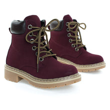 Children Fashion Work Bootie Lace Up Lug Threaded Sole, Kid Girl Boy