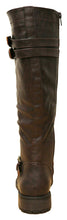 Cambridge Select Women's Strappy Lace-Up Knee High Combat Stacked Heel Boot