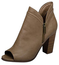 Breckelle's Women's Spit Top Stacked Chunky Heel Peep Toe Bootie