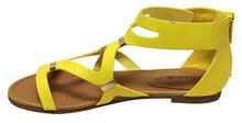 Breckelles Women's Ruby-61 Strappy Synthetic Flats Gladiator Back Zipper Sandals