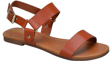 Breckelle's Women's Strappy Slingback Buckle Flat Sandal