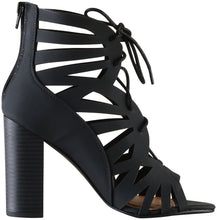 Delicious by Soda Women's Detour Cut Out Caged Peep Toe Chunky Stacked Heel Sandal