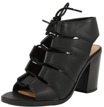 Soda Women's Quince Faux Leather Peep Toe Lace Up Gladiator Slingback Open Back Ankle Boot