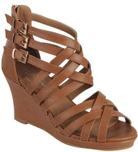 Forever Link Sammy-76 Strappy Interwoven Buckle Accent Wedge Sandal