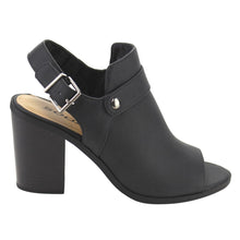 Soda Women's Slingback Stacked Chunky Heel Peep Toe Bootie