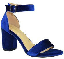 Chase & Chloe Women's Velvet Stacked Chunky Heel Strappy Platform Sandal